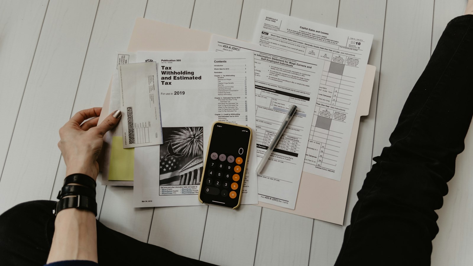 Calculator and financial documents
